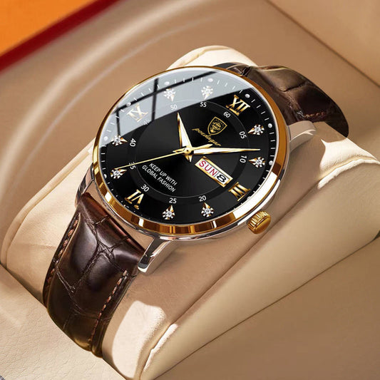 Luxurious and elegant men's ultra-thin quartz wristwatch