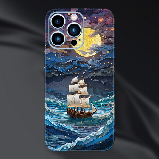A Ship on the Sea at Night iPhone Case